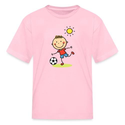 Cartoon Boy Playing Soccer Kids T-Shirt - Kid's T-Shirt