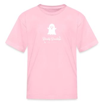 ghostly greetings - Kid's T-Shirt - pink - Front