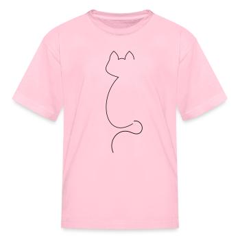 Cat Outline - Kid's T-Shirt - pink - Front