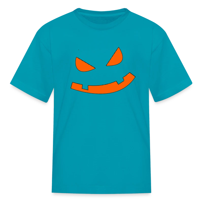 Big Scary Orange in Black Fierce Pumpkin Face Hall - Kids' T-Shirt