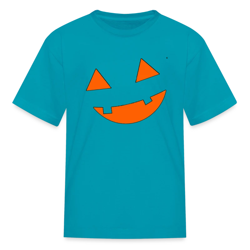 Big Scary Orange in Black Smiling Pumpkin Face Hal - Kids' T-Shirt