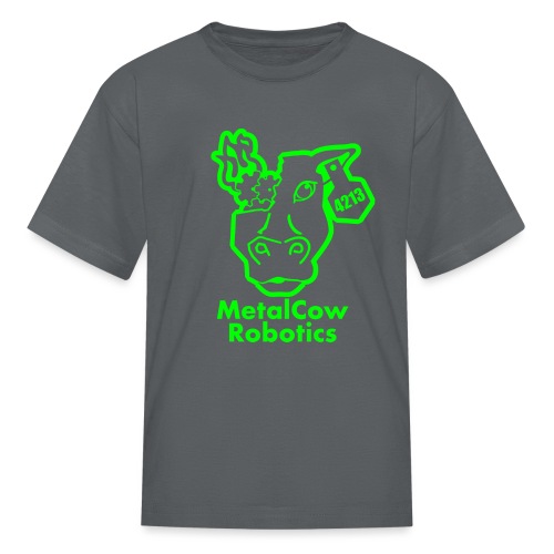 MetalCowLogo GreenOutline - Kids' T-Shirt