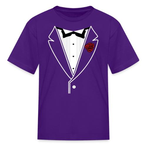 Tuxedo Shirt With Black Bowtie And Red Rose - Kid's T-Shirt