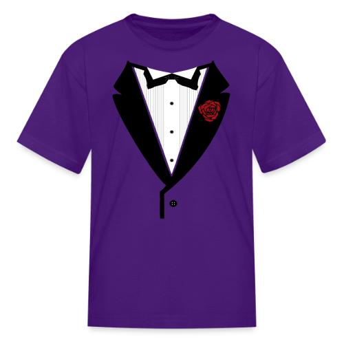 Tuxedo Shirt With Black Lapel And Bowtie - Kid's T-Shirt