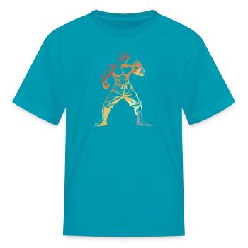 Kickboxing Guy Style Graphique Rétro - T-shirt Enfant - turquoise - Devant