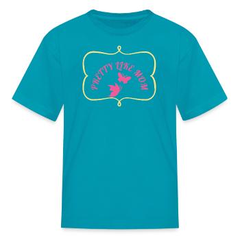 Pretty Like Mom Pink Butterfly Frame - Kid's T-Shirt - turquoise - Front