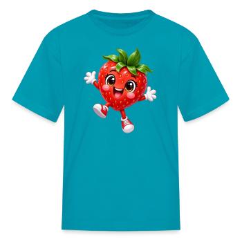 Strawberry Kawaii Cheer - Kid's T-Shirt - turquoise - Front
