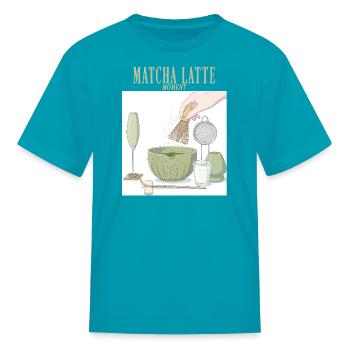 Matcha Latte Moment Traditional Bamboo Whisk Tea - Kid's T-Shirt - turquoise - Front