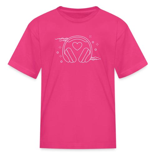 ❤️ + 🎧 (white outline) - Kid's T-Shirt