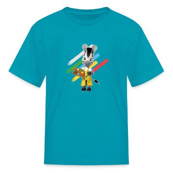 ZOU Precious Little Zebra Artist - Kid's T-Shirt - turquoise - Front