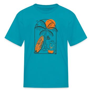 Retro Life Is Better In A Bikini Summer Sun Beach - Kid's T-Shirt - turquoise - Front