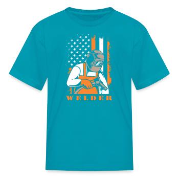 Soudeur du drapeau américain du 4 juillet - T-shirt Enfant - turquoise - Devant