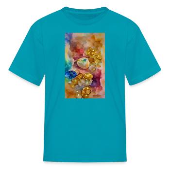 Precious gems and gold - Kid's T-Shirt - turquoise - Front