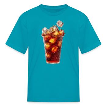 Cola Splash Ice Glass - Kid's T-Shirt - turquoise - Front