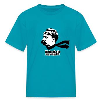 Nietzsche is my Copilot [copilot] - Kid's T-Shirt - turquoise - Front