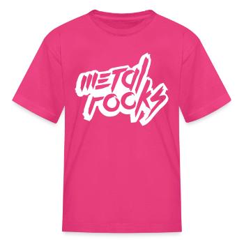 Heavy Metal Rocks Hard Rock Music Text Quote Logo - Kid's T-Shirt - fuchsia - Front