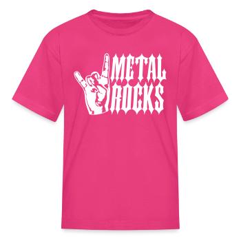 Heavy metal rocks hard rock music fun hand gesture - Kid's T-Shirt - fuchsia - Front