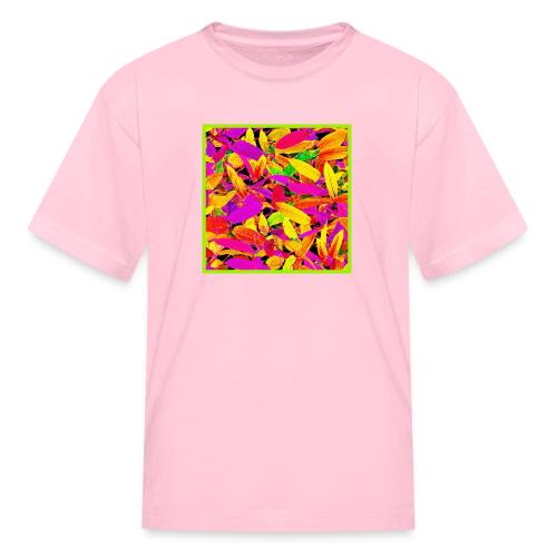 Vibrant NeonLeaf Elegance Pattern - Kid's T-Shirt