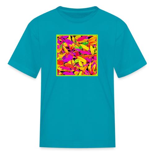 Vibrant NeonLeaf Elegance Pattern - Kid's T-Shirt