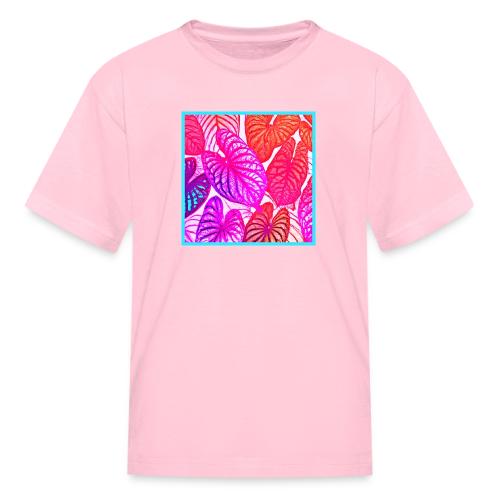 Color Burst Leaves Neon Elegance - Kid's T-Shirt
