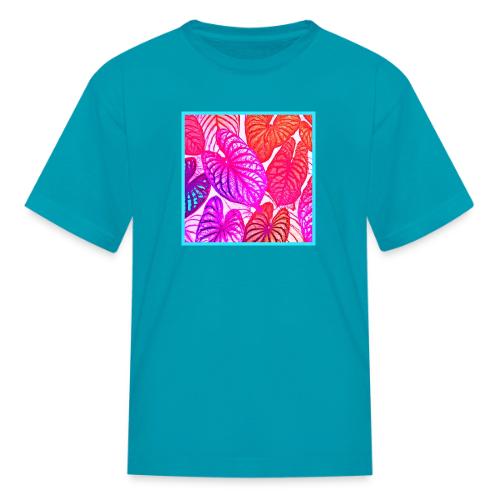 Color Burst Leaves Neon Elegance - Kid's T-Shirt