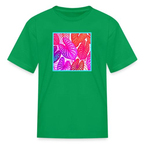 Color Burst Leaves Neon Elegance - Kid's T-Shirt