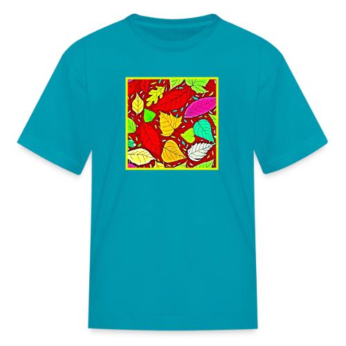 Rainbow Leaves Vibrant Pattern - Kid's T-Shirt