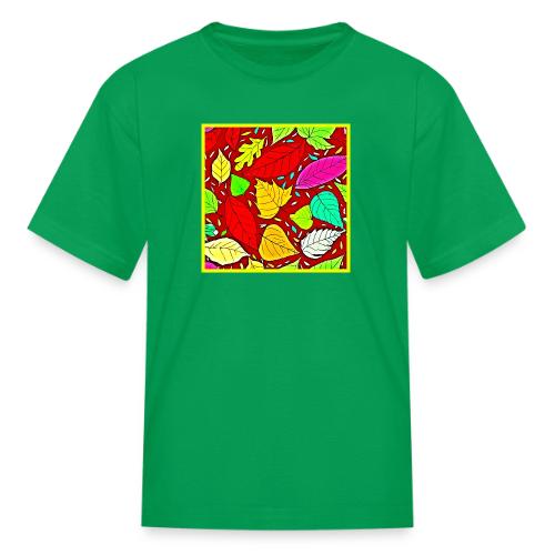 Rainbow Leaves Vibrant Pattern - Kid's T-Shirt