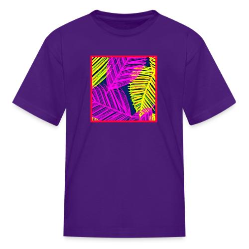 Neon Leaf Delight Chromatic Art - Kid's T-Shirt
