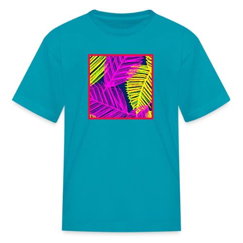 Neon Leaf Delight Chromatic Art - Kid's T-Shirt