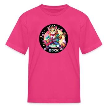 Feline Jam,Hard Rock Serenade Hard Rock Cat - Kid's T-Shirt - fuchsia - Front