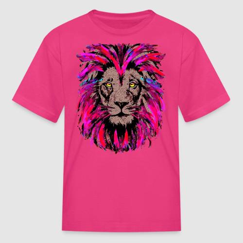 Purple Lion Head - Pink Lion Face Drawing - Kid's T-Shirt