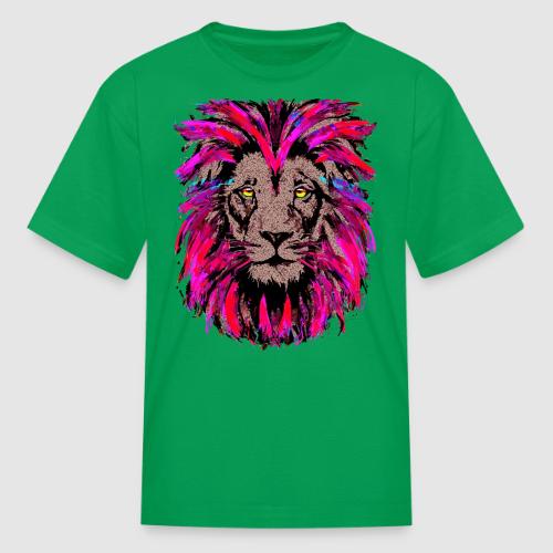 Purple Lion Head - Pink Lion Face Drawing - Kid's T-Shirt