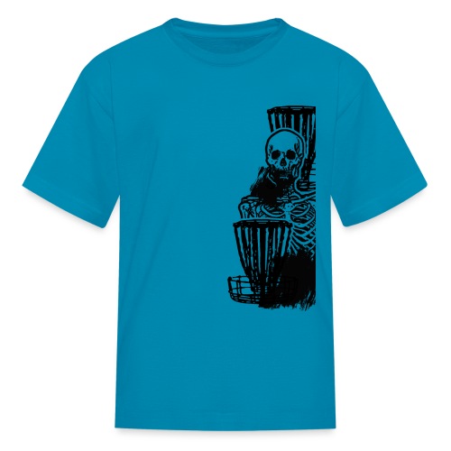 Disc Golf Until Death Black Print Skeleton Shirt - Kids' T-Shirt