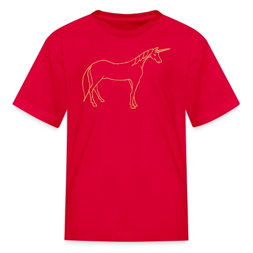 unicorn gold outline - Kids' T-Shirt