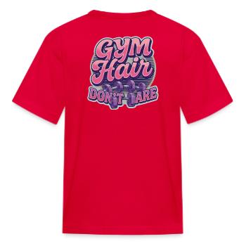 Gym Hair Don’t Care Retro Sticker - Kid's T-Shirt - red - Back
