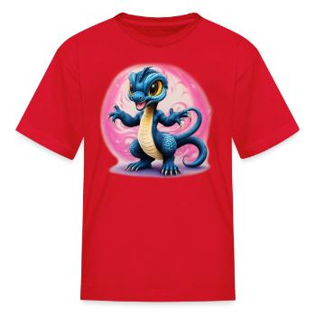 AI Airbrushed Cobra-Lizard Cartoon - Kid's T-Shirt - red - Front