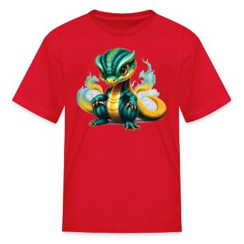 AI Baby Dragon Cartoon - Kid's T-Shirt - red - Front