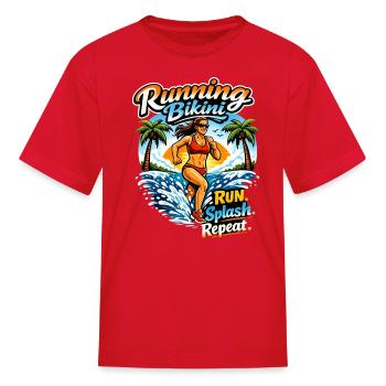 Run. Splash. Repeat. Running Bikini - Kid's T-Shirt - red - Front