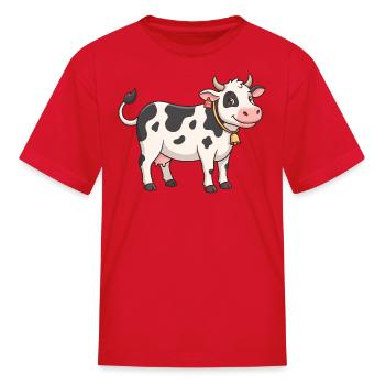 Pastoral Cow Cartoon Charm - Kid's T-Shirt - red - Front