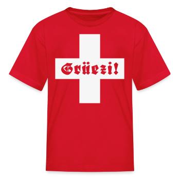 Grüezi (Switzerland / Greeting / Fraktur) - Kid's T-Shirt - red - Front