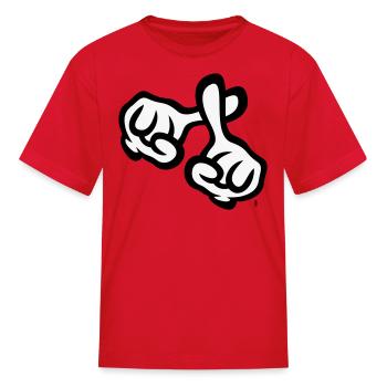Crossed Fingers (Cross, Bible, Religion / POS 2C) - Kid's T-Shirt - red - Front
