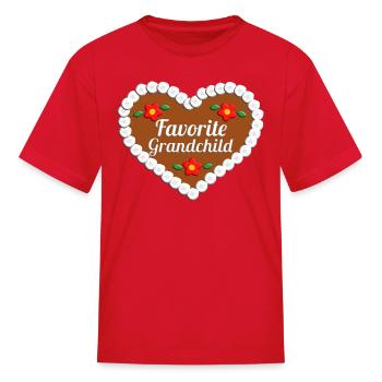 Favorite Grandchild Gingerbread Heart - Kid's T-Shirt - red - Front