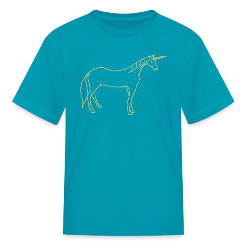 unicorn gold outline - Kid's T-Shirt