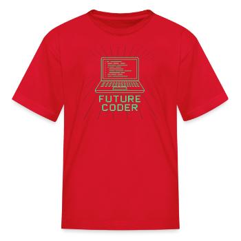 Future Coder Neon Laptop - Kid's T-Shirt - red - Front