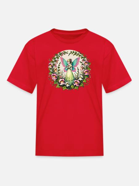 Fairy in Bloom Circle - Kid's T-Shirt - red