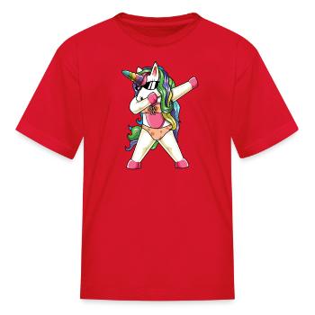 Dabbing Unicorn Bikini Summer Beach Vacation Funny - Kid's T-Shirt - red - Front