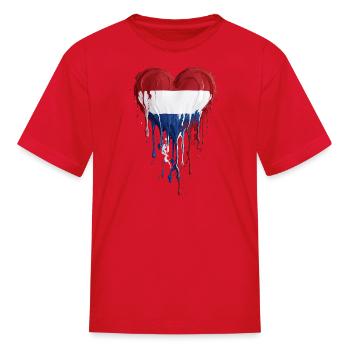 Netherlands Dripping Dutch Flag Heart - Kid's T-Shirt - red - Front