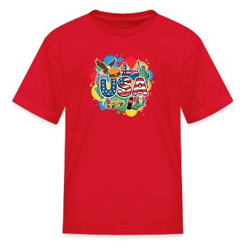 USA Icon Pop Art Mosaic - Kid's T-Shirt - red - Front
