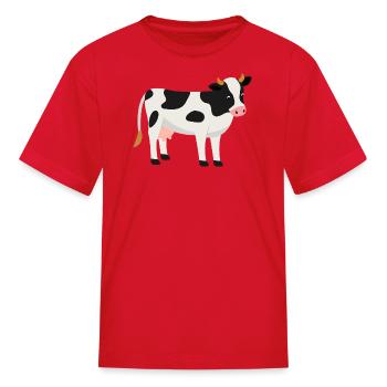 Cute Black and White Spotted Dairy Cow - Kid's T-Shirt - red - Front